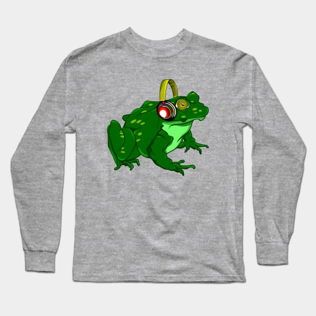 Funny Frog Listening To Music Long Sleeve T-Shirt by mailboxdisco